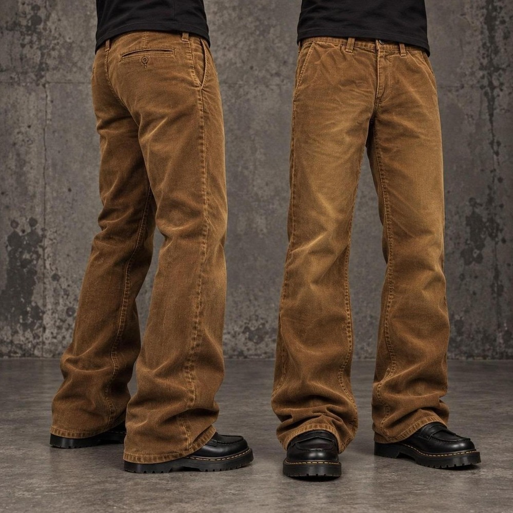 38x30 Brown Straight Wide Leg Corduroy Dress Pants Y2K